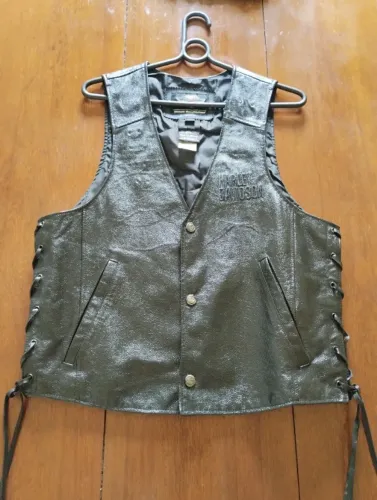 Colete Couro Motociclista Harley Davidson Original