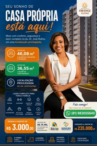 Saia do Aluguel! Apartamento com Suíte a partir de R$ 3 mil de renda