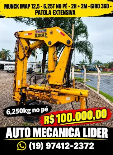 Munck IMAP 12,5 - 6,25T - no pé 2H+2M- Giro 360 - Patola extensiva