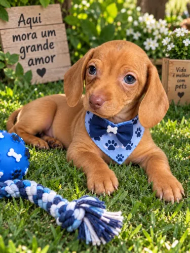 Daschound macho chocolate olho azul? bebezinho
