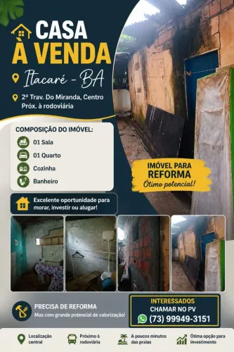  CASA À VENDA EM ITACARÉ/BA<br>
