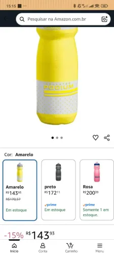 garrafa térmica camelbak podium 0,6L amarelo <br>Nova <br>Entrega em campina grande