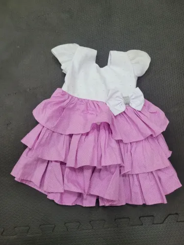 vestido infantil branco e lilás