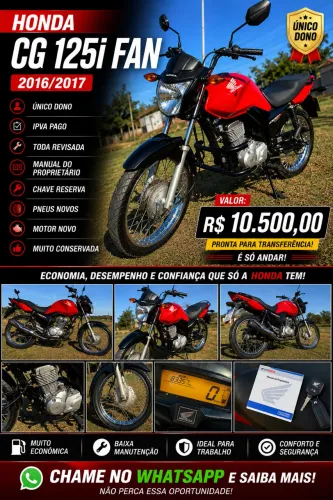 Honda CG 125i Fan 2016/2017 - Único Dono - Toda Revisada