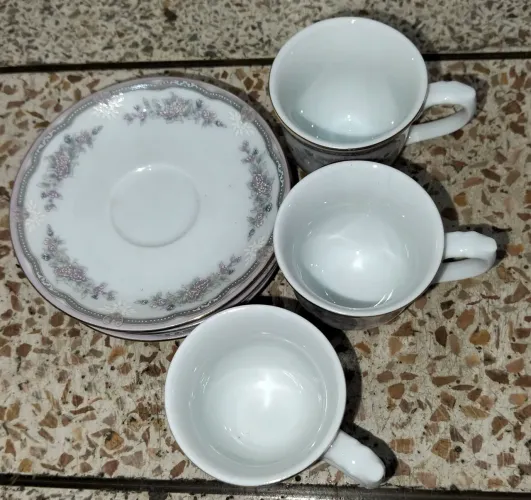 Jogo de 3 Mini Xícaras de Café com Pires - Porcelana Schmidt (Vintage)