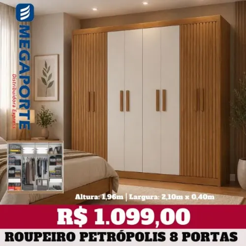 Guarda Roupa Casal 8 Portas 2 Gavetas (Novo) Entrega Grátis! 