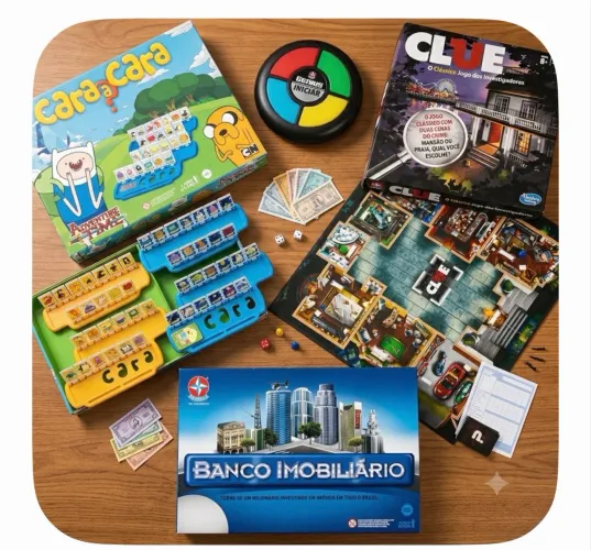 Lote jogos clue banco imobiliário cara a cara Genius