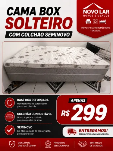Cama box solteiro seminova
