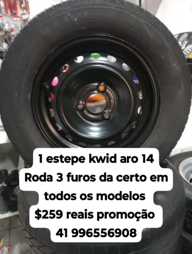 Estepe Kwid aro 14 roda 3 furos original Renault Kwid roda ferro semi nova com pneu usado