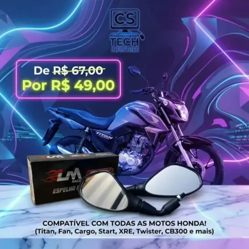 Par De Retrovisor Para Moto BMW F800 GS p/ Honda Titan Fan Start XRE Twister (Todas)