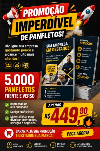 5000 panfletos frente e verso personalizado