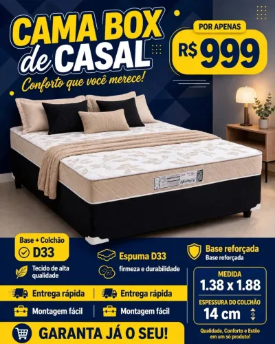 Base ? colchão de casal D33 novo na promoção 