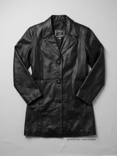 Blazer Longo / Casaco Couro Legítimo Preto Tam P - Perfeito Estado