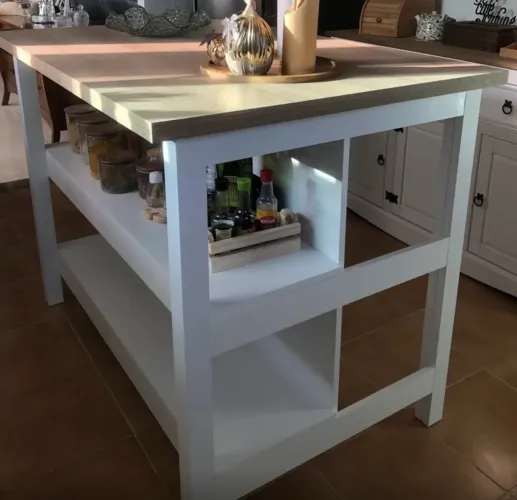Mesa ilha cozinha Ditália mdf branco