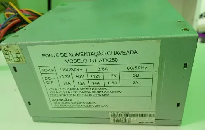 Fonte ATX Nominal chaveada 115/230V 250W