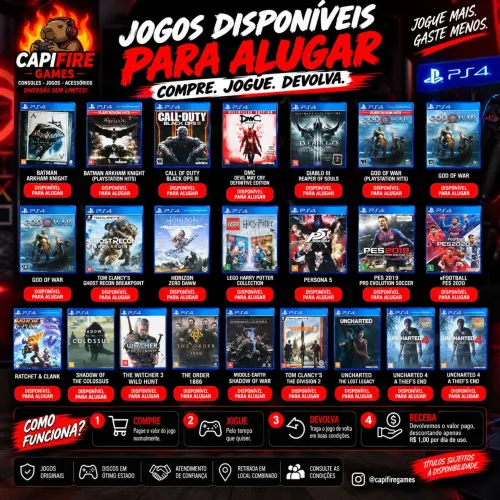 ? ALUGUEL DE JOGOS PS4 | R$0,50/DIA ATÉ 30/09