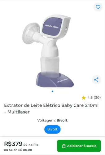 Bomba de tirar leite Multilaser