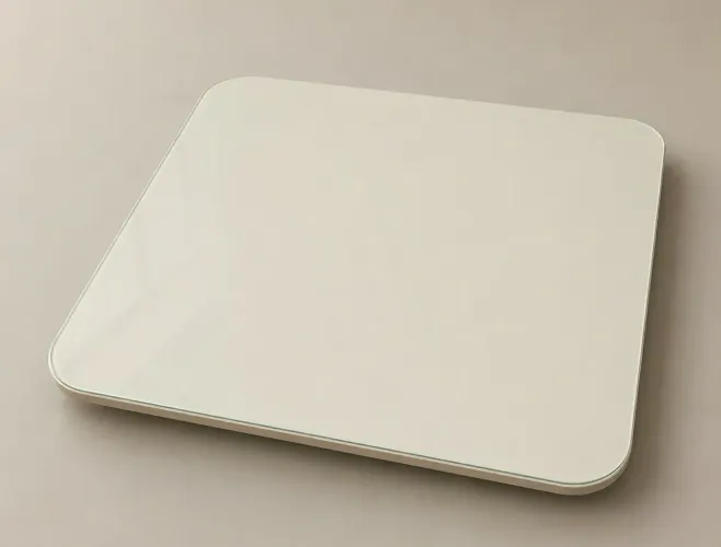 Tampo de mesa 80 X 80 cm off white com vidro nova