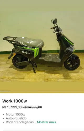 VENDO SCOOTER ELETRICA WORK 1000W