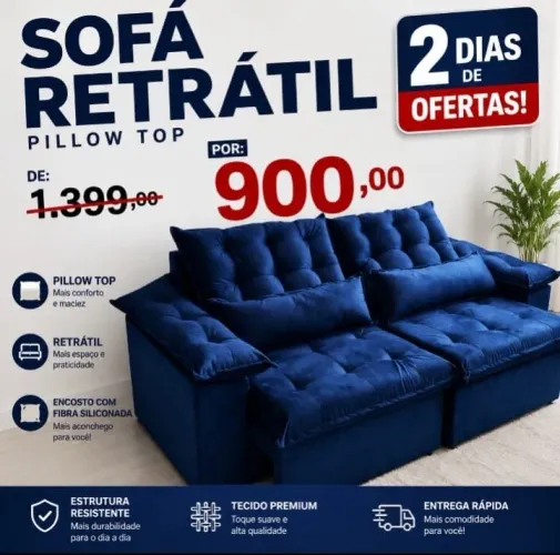 Sofá 2 lug. retrátil (pronta entrega)