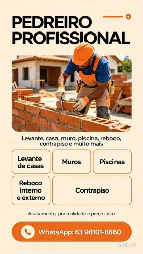 PEDREIRO PROFISSIONAL DISPONÍVEL