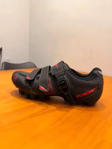 Sapatilha TSW MTB Ciclismo Preta e Vermelha