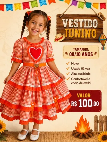 Vestidos juninos para 08/10 anos