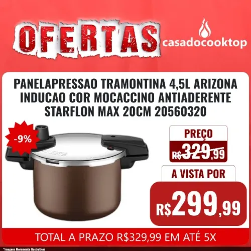 PANELA DE PRESSAO TRAMONTINA ARIZONA INDUCAO ALUMINIO 20 CM 4,5 L MOCACCINO 20560320