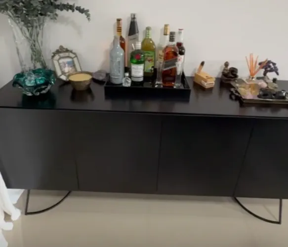 Aparador Buffet Rudnick Sicília em MDF 4 Portas - Preto