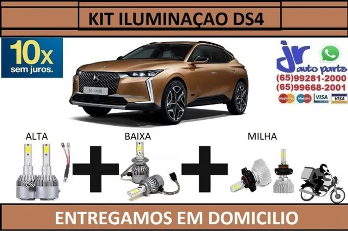 Kit Lampada Ultra LED (Alta/Baixa/Milha) Citroen DS4 6000K 12V 24V