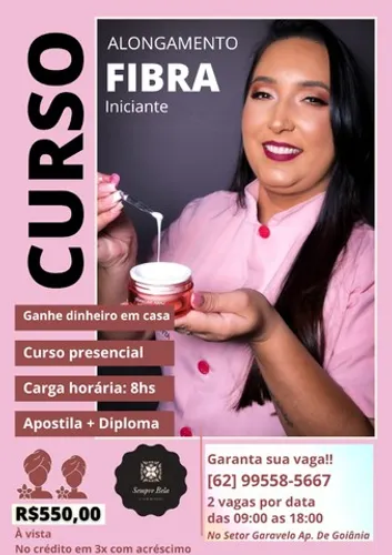 Curso - Presencial - Alongamento em Fibra - Iniciante - Promoção