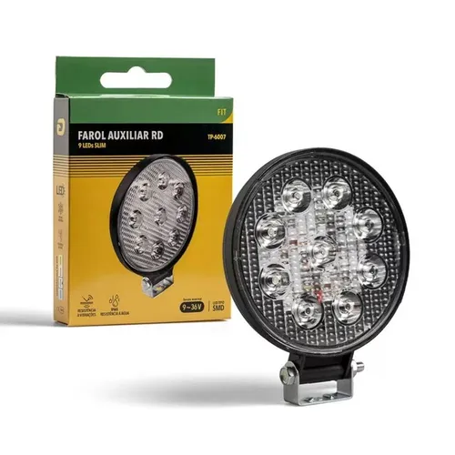 FAROL AUXILIAR 9 LEDS QUADRADO E REDONDO