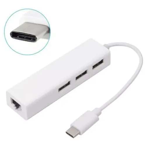 Cabo Adaptador Hub Usb 3 portas 2.0 e RJ45 Para Tipo C Le-5575