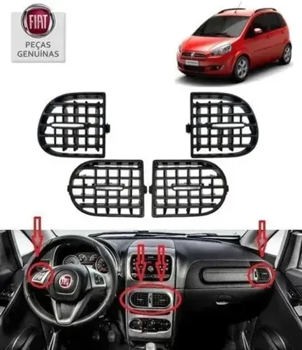 Difusor Kit Ar Condicionado Painel Strada Siena Palio Idea - 4 peças