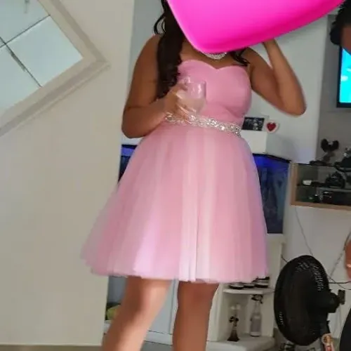 Vestido rosa bebê  15 anos lindo