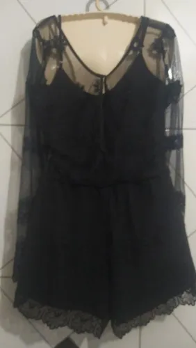 Macaquinho Preto Renda - Tam P