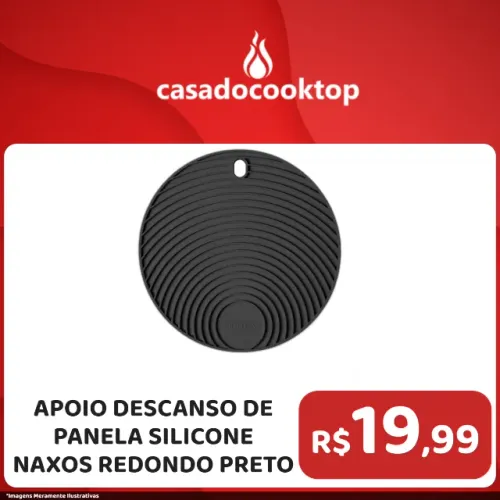APOIO / DESCANSO DE PANELA SILICONE NAXOS REDONDO PRETO