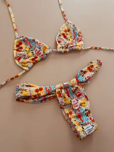 Biquíni Estampado Cavado 