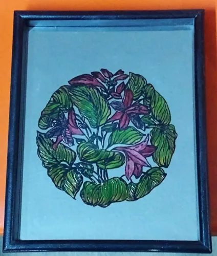 Espelho Emoldurado Pintado à Mão
