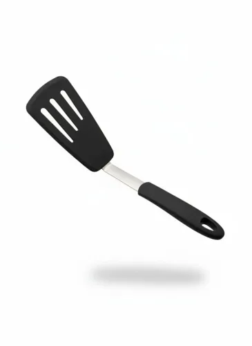 Espátula grande de Silicone Preta com Cabo de Aço