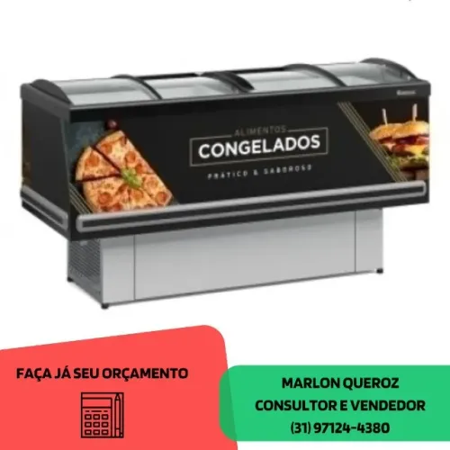 Ilha de Congelados 2M Gelopar Preta Vidro Curvo
