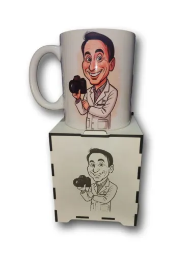 Caneca de porcelana com caixinha de MDF personalizada dia dos pais!