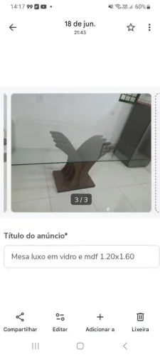Mesa vidro 12mm base mdf 