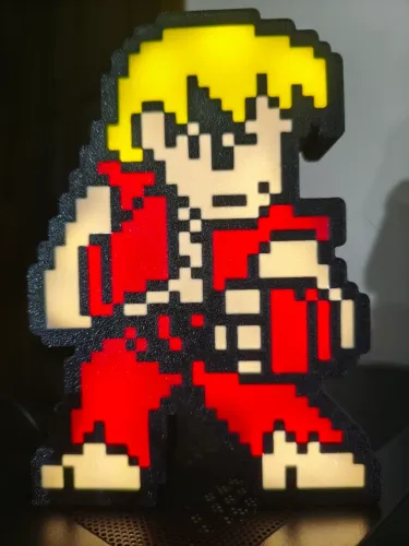 Luminária pixel art Ken street fighter 