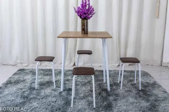 Mesa dobrável Bali C/ 4 Tamboretes Marrom- Produto Novo Entrega Rápida