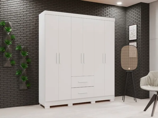 Guarda-Roupa Branco Moderno com 6 Portas !! L6528m