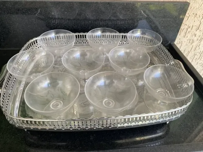 Conjunto 9 taças acrílico para sobremesa preço final R$ 32,00