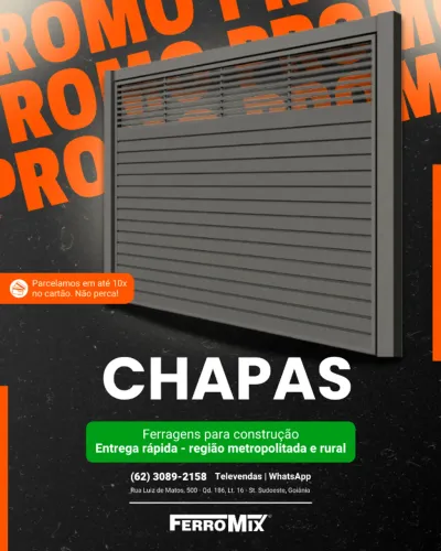 Chapas para portão - Ferargens para Serralheria e Construção - Entrega rápida