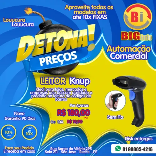 Leitor De Código De Barras Sem Fio Ultra Rápido Usb