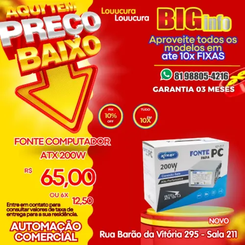 Fonte Knup ATX, 200W, 12V, 24 Pinos - KP-517